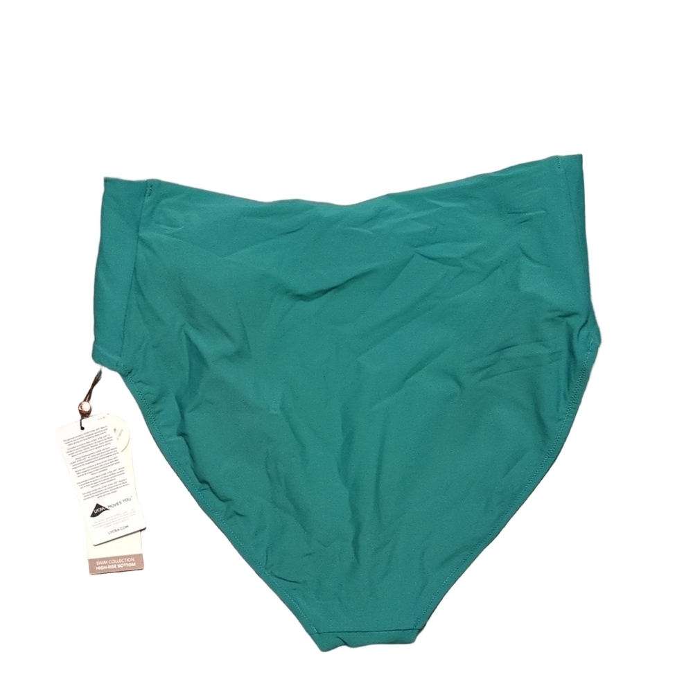 Calia Jungle Green Hi Rise Twist Front Swim Bottoms Size Large - Picture 5 of 5